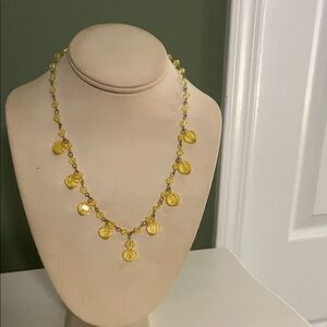 Antique Art Deco Gold and Yellow Crystal Necklace